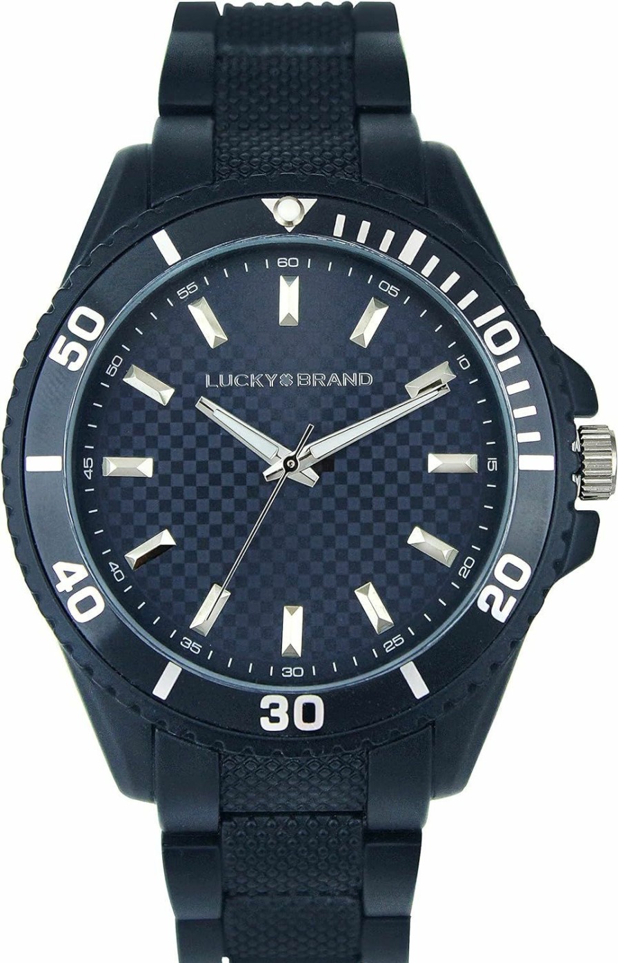 Lucky Brand Lucky Brand Mens Watches Fashion Watch Stainless Steel With Matte Spray Color Men'S Wrist Watch Assorted Bracelet Gift Box Set (Navy) Best