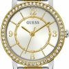 GUESS Guess Ladies 28Mm Watch - Gold Tone Bracelet White Dial Gold Tone Case Clearance