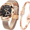 OLEVS Olevs Womens Watch Gifts Set With Bracelet Rose Gold For Lady Female Minimalist Simple Slim Thin Casual Dress Analog Quartz Wrist Watches Waterproof Two Tone Clearance