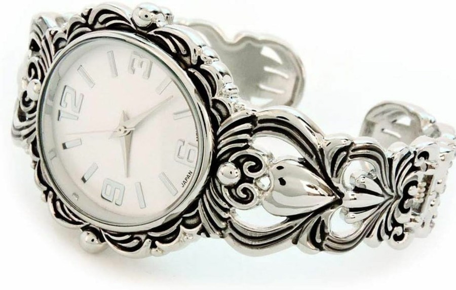 STC Stc Silver Metal Decorated Large Oval Face Women'S Bangle Cuff Watch Online