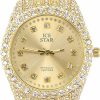 Techno Pave Techno Pave Women'S Elegant 32Mm Iced Diamond Watch - Sparkling Sleek Dial With Simulated Crystals - Adjustable Bling-Ed Metal Band - Quartz Movement Hot