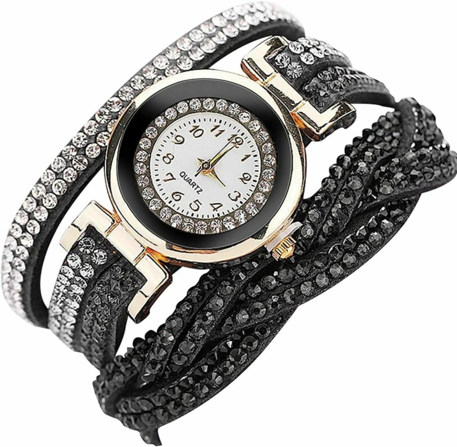 CdyBox Cdybox Fashion Rhinestone Watch Twine Bracelet Women Luxury Quartz Wrist Watches Ladies Dress Watches(10 Pack) Clearance