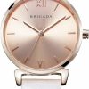 BRIGADA Brigada Women'S Watch Japanese Movement Elegant Rose Gold Black Leather Band Ladies Watch For Women Waterproof Swiss Brand New