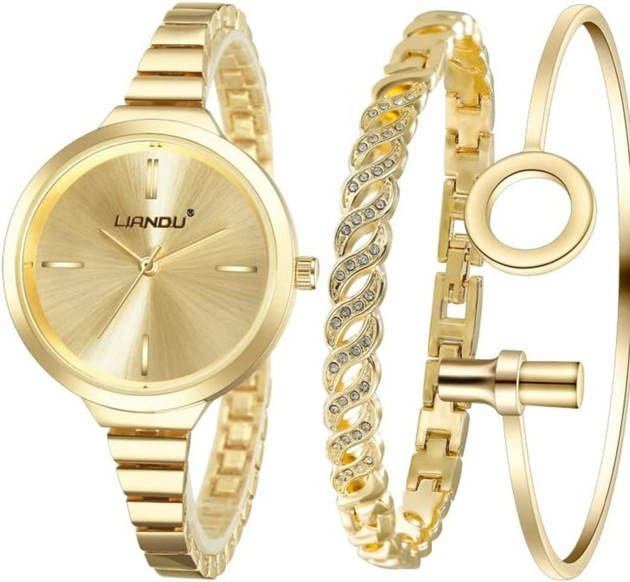 Weicam Weicam Women'S Watch Elegant Crystal Cuff Bangle Bracelet Watch Sets Analog Quartz Wrist Watches Best