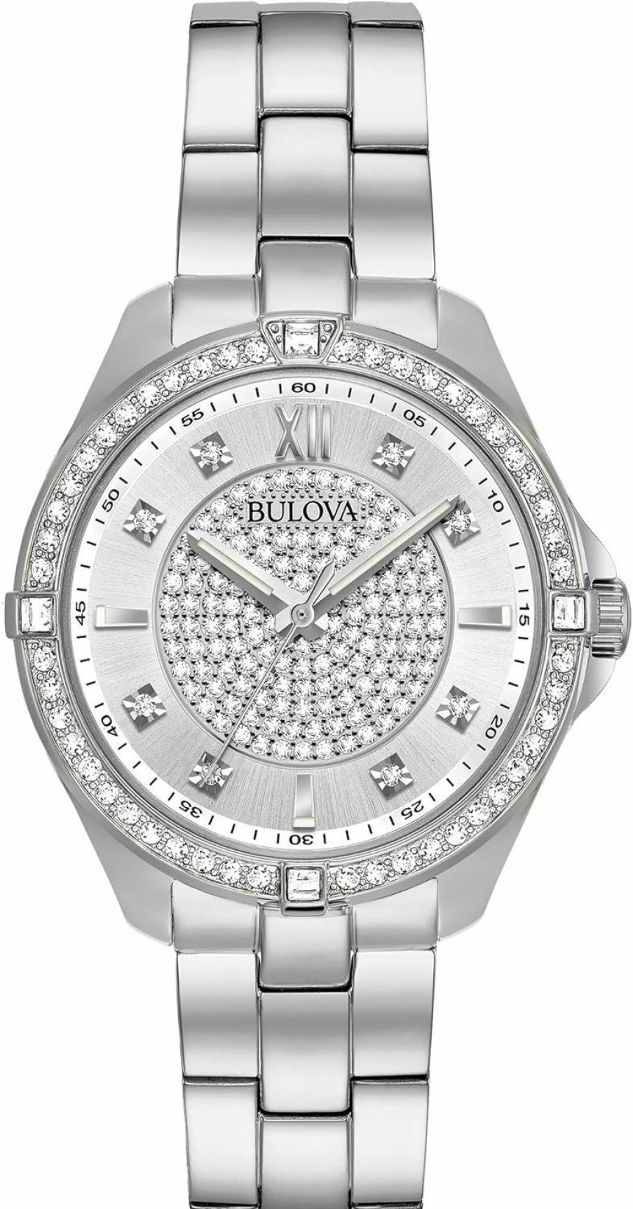 Bulova Bulova Ladies' Classic Crystal Stainless Steel 2-Hand Quartz Watch, Pave Dial Style: 96L236 New