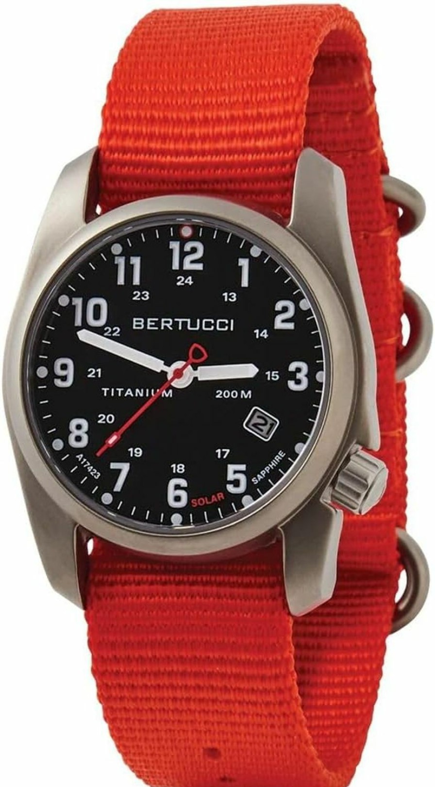 BERTUCCI Bertucci A-2T Solar Classic Watch | Black Dial With Expeditionary Orange Nylon Band | Matte Finish | Solar Powered | 200 M Water Resistance Wholesale