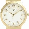 Charles Raymond Charles Raymond Uni 6\" Stretch Band Classic, Easy Reader Watch With Clear Gold Arabic Numbers On Dial, Medium Size Face - 8197Strch Best