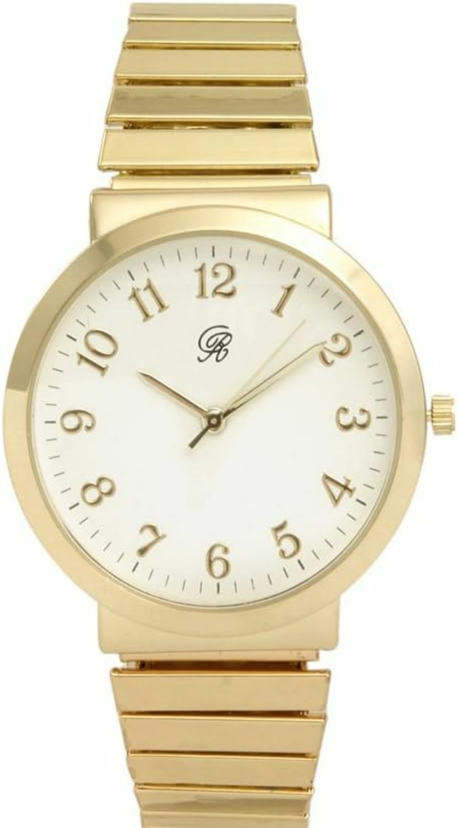 Charles Raymond Charles Raymond Uni 6\" Stretch Band Classic, Easy Reader Watch With Clear Gold Arabic Numbers On Dial, Medium Size Face - 8197Strch Best