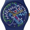 Swatch Swatch Uni Casual Blue Bio-Sourced Quartz Watch Dragon In Waves Clearance