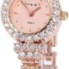 Gullor Gullor King Girl Royal Rose Gold Bracelet Watch Full Crystal Diamonds For Ladies Quartz Round New