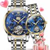 OLEVS Olevs Couple Pair Watches Set Automatic Mechanical Self Winding Dress Matching Watch For His And Hers Valentines Day Gifts Best