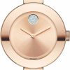 Movado Movado Women'S Bold Bangles Rose Gold Watch With A Flat Dot Sunray Dial, Gold/Pink (Model 3600202) New