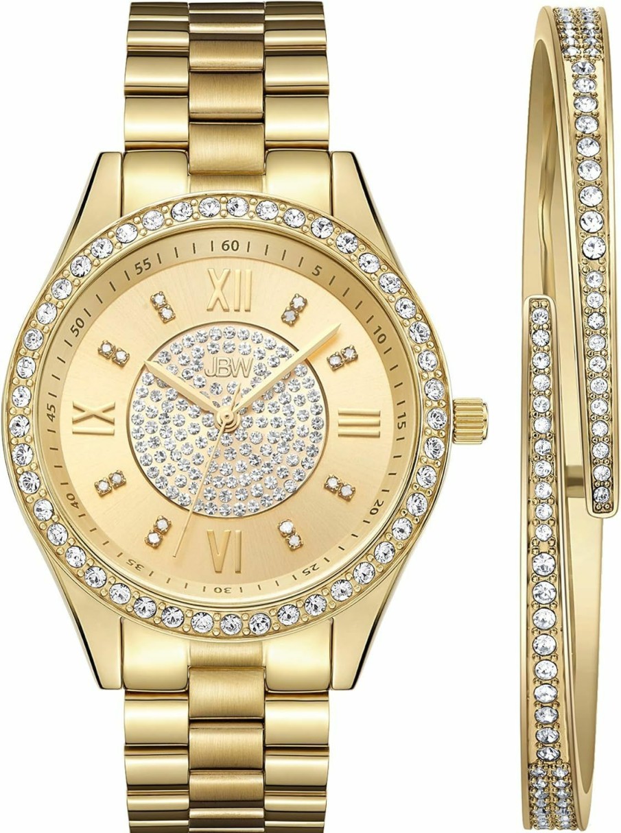 JBW Jbw Women'S J6303-Set Mondrian Luxury Jewelry Stainless Steel Gold Rose Gold Diamond Watch Bracelet Sets Clearance