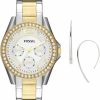 Fossil Fossil Riley Women'S Watch With Crystal Accents And Stainless Steel Bracelet Band New