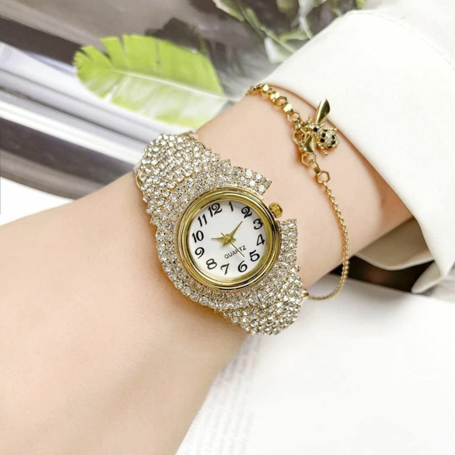 Weicam Weicam Women Girls Elegant Crystal Bangle Braclet Round Dial Analog Quartz Wristwatch New