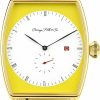 Generic Carriage Hill Heritage Yellow Genuine Leather Strap Uni Triple Gold Platted Stainless Steel Quartz Movement Watch Best