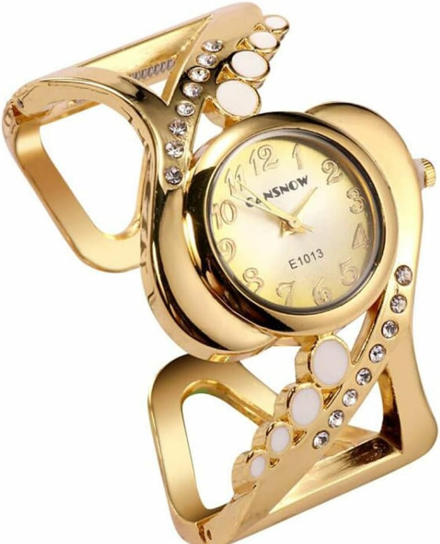 Weicam Weicam Women Luxury Crystal Cuff Bracelet Round Dial Analog Quartz Wrist Watch For Ladies Clearance