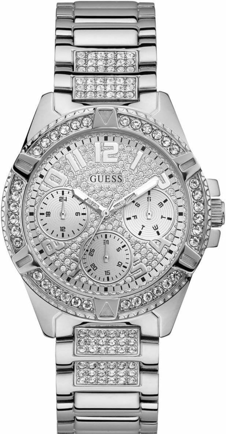 GUESS Guess Gold-Tone Stainless Steel Crystal Encrusted Dial With Black Stain Resistant Silicone Watch (Model: U1160L1) Wholesale