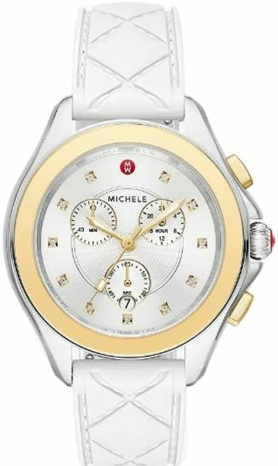 MICHELE Michele Mww27E000029 Silver Dial White Silicone Strap Cape Chronograph White Silicone Women'S 38Mm Watch Wholesale