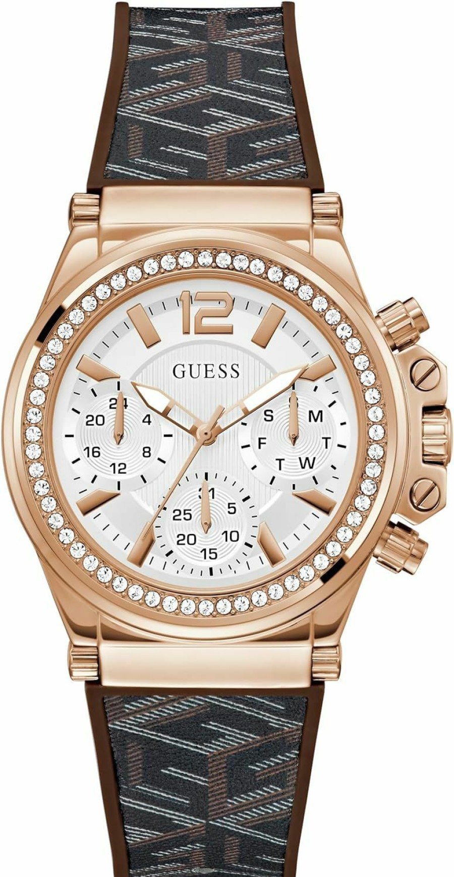 GUESS Guess Women'S 38Mm Watch - Red Strap White Dial Gold Tone Case Clearance