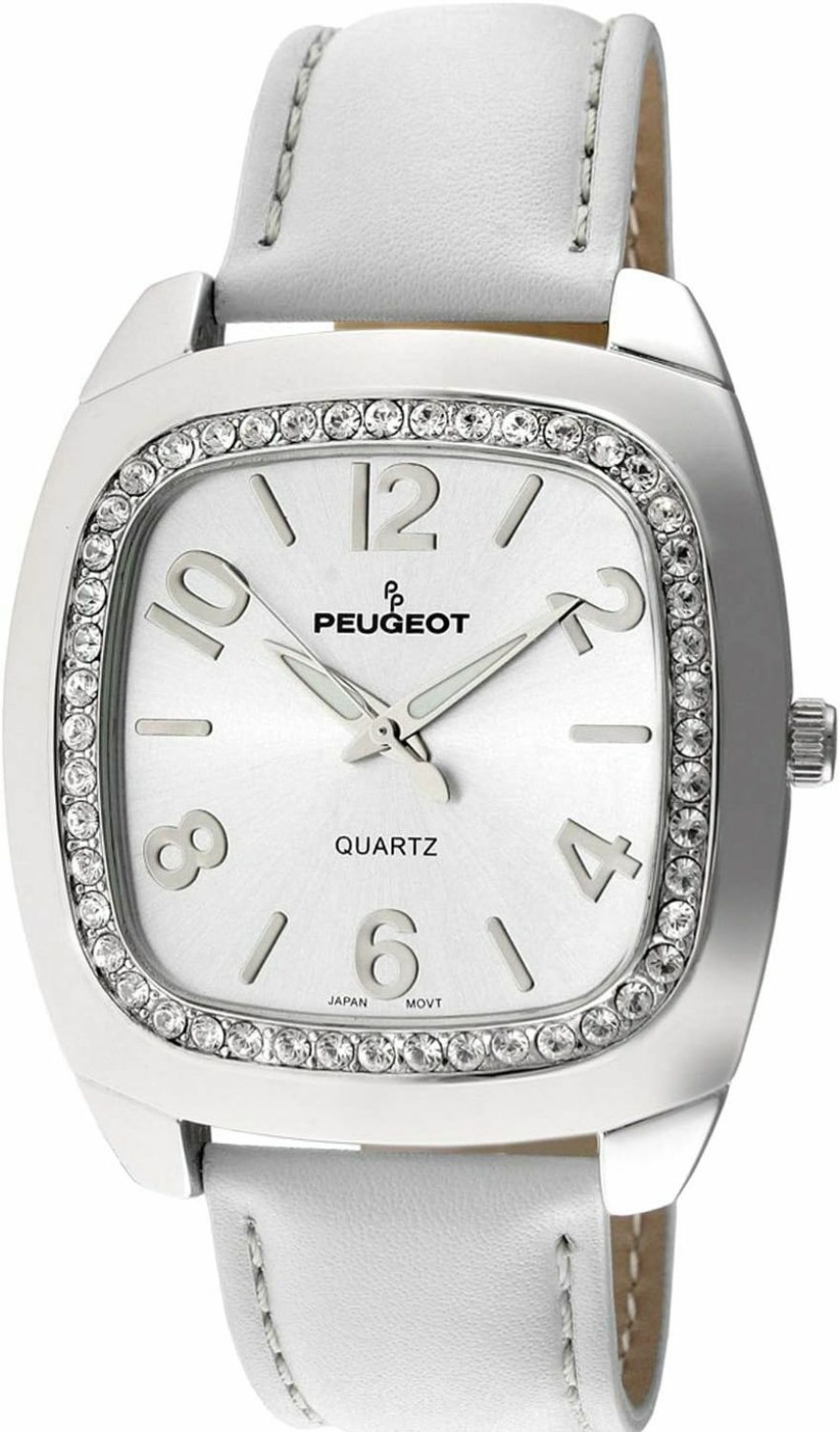 Peugeot Peugeot Women'S Crystal Bezel Boyfriend Size Watch, Easy To Read Dial With Colorful Leather Strap Clearance