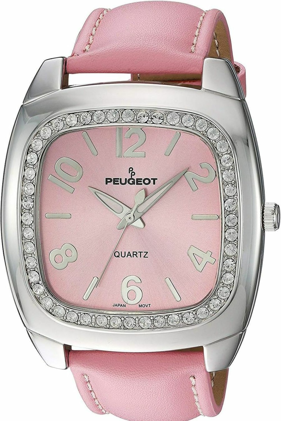 Peugeot Peugeot Women'S Crystal Bezel Boyfriend Size Watch, Easy To Read Dial With Colorful Leather Strap Clearance