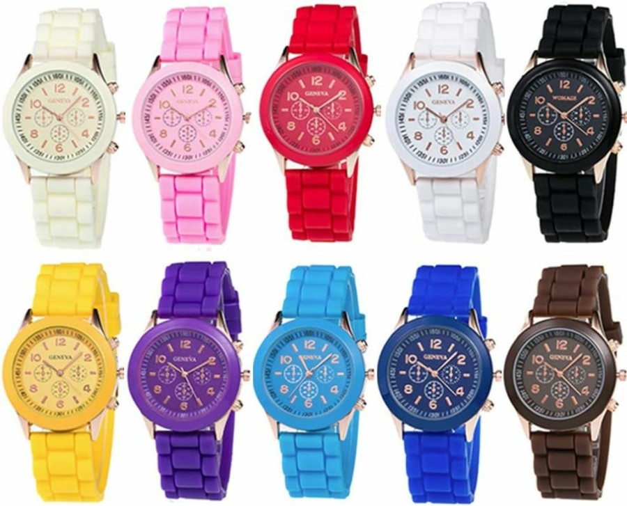 Weicam Weicam Wholesale 10 Pack Men Women Girl Silicone Band Watch Set Analog Quartz Jelly Colorful Wristwatch Best