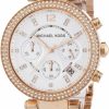 Michael Kors Michael Kors Parker Chronograph White Dial Rose Gold-Tone And White Acetate Ladies Watch Mk5774 Wholesale