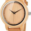 BOBO BIRD Bobo Bird Men'S Women'S Bamboo Wooden Watch With Brown Cowhide Leather Strap Analog Quartz Casual Watches Online