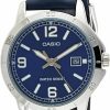 Casio Casio Ltp-V004L-2B Women'S Blue Leather Band Blue Dial Date Analog Dress Watch Clearance