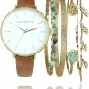 Lucky Brand Lucky Brand Watches For Women Americana Style Genuine Leather Band Minimalist Quartz Movement Women'S Wrist Watches Bracelet Gift Box Set (Gold) Hot