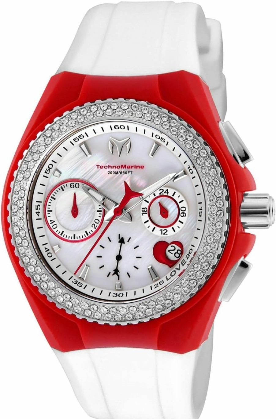 TechnoMarine Technomarine Women'S 'Cruise' Quartz Stainless Steel And Leather Casual Watch New