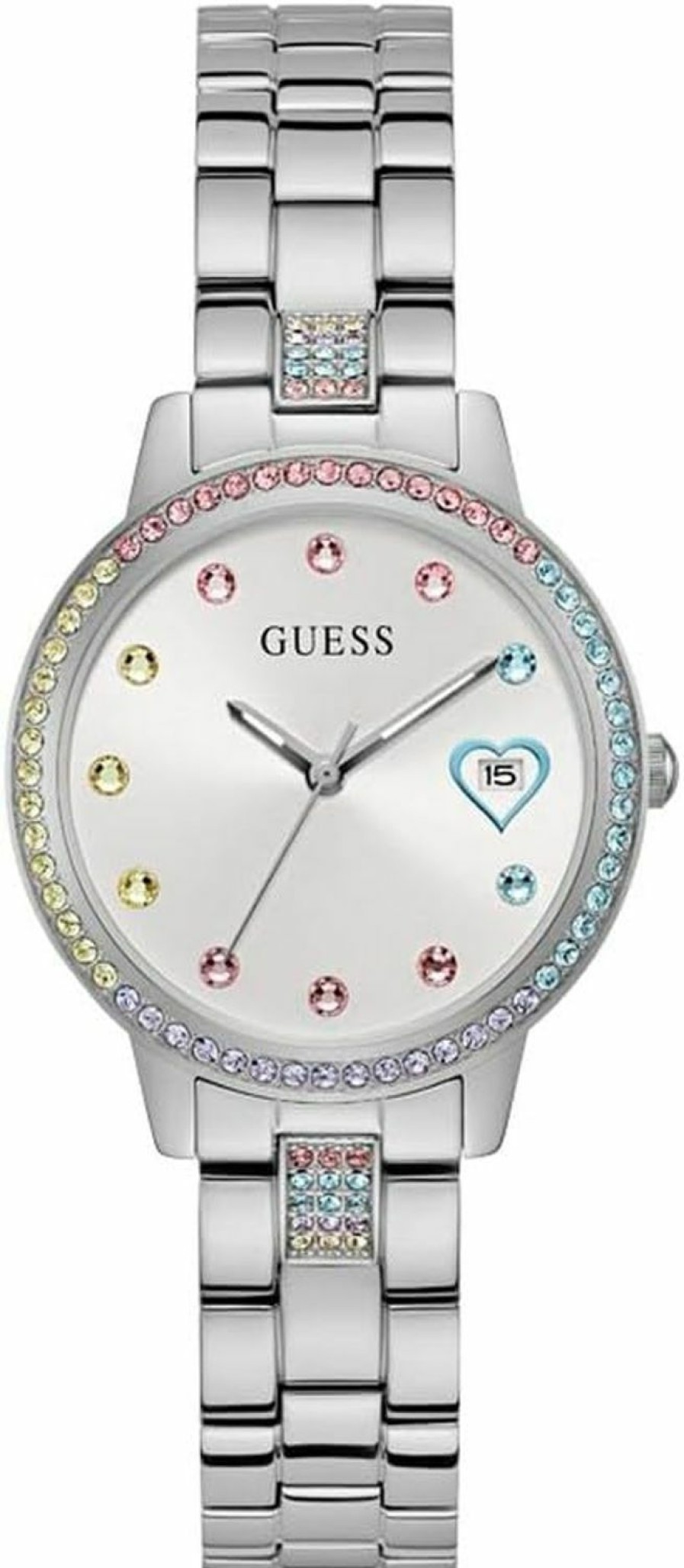 GUESS Guess Women'S 34Mm Watch - Rose Gold Tone Bracelet White Dial Rose Gold Tone Case Clearance