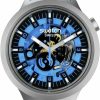 Swatch Swatch Uni Casual Blue Stainless Steel Quartz Watch Azure Blue Daze Clearance