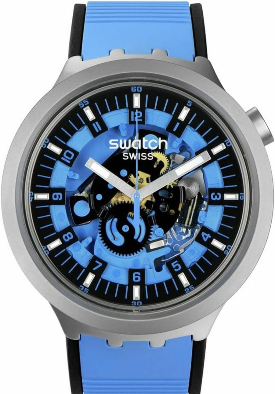 Swatch Swatch Uni Casual Blue Stainless Steel Quartz Watch Azure Blue Daze Clearance