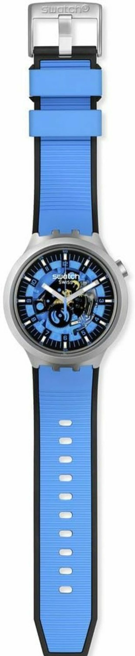 Swatch Swatch Uni Casual Blue Stainless Steel Quartz Watch Azure Blue Daze Clearance