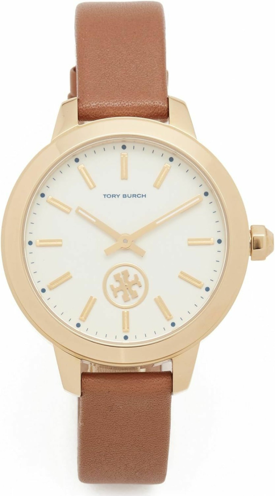 Tory Burch Tory Burch Women'S The Collins Leather Watch, Gold/Ivory/Luggage, One Size Online