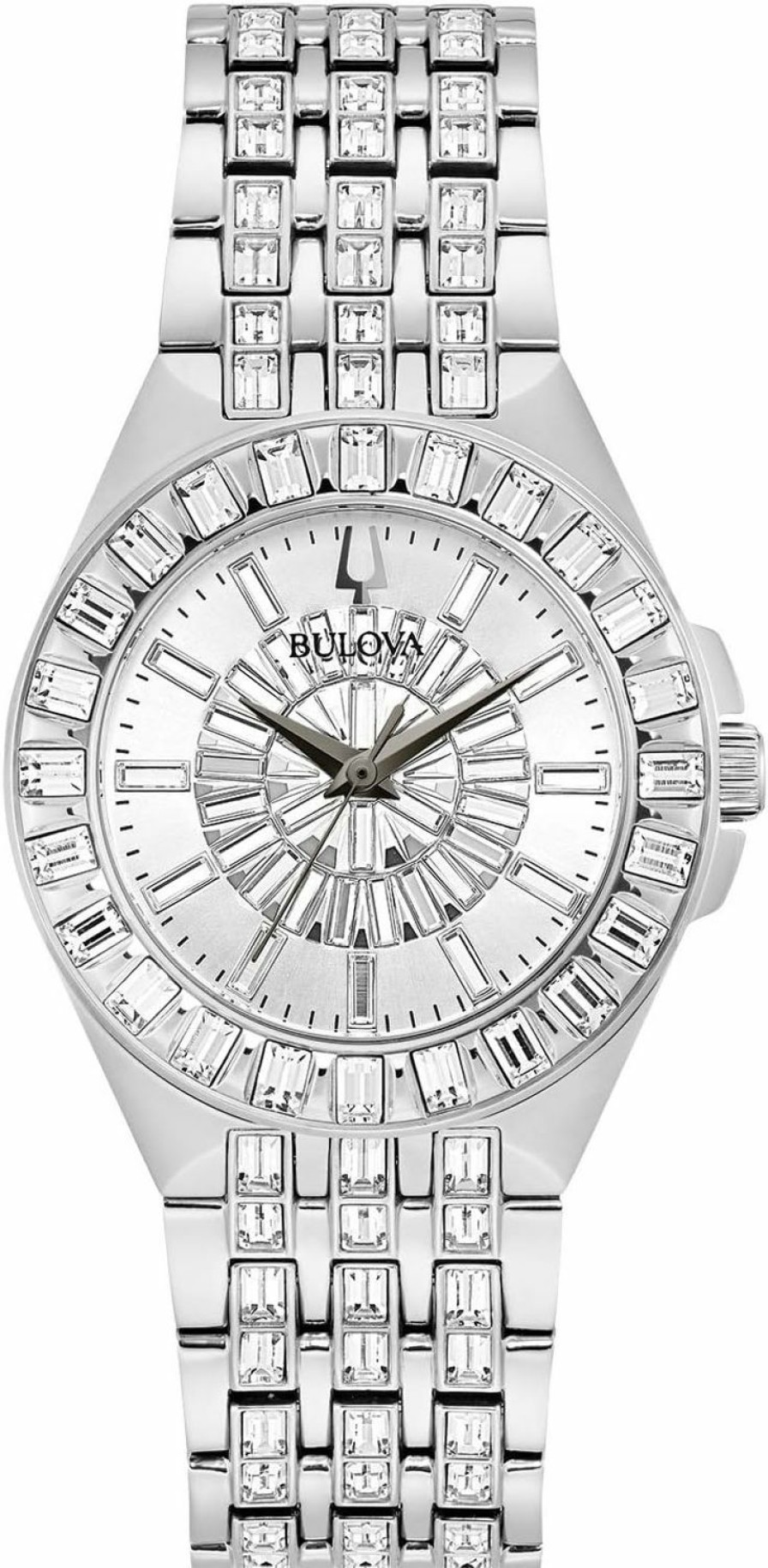 Bulova Bulova Ladies' Crystal Phantom Stainless Steel 3-Hand Quartz Watch, 110 Baguette Crystals Style: 96L278 Online