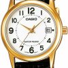 Casio Casio Women Analog Quartz Watch With Leather Strap Ltp-V002Gl-7Budf, White, Strap. Wholesale