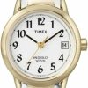 Timex Timex Womens Watch Easy Reader Stainless Steal Extension Band Quick Date Feature Two Tone/White Face Water Resistant 30M Hot