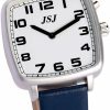 VISIONU Visionu Square English Talking Watch With Alarm,Talking Date And Time,White Dial,Blue Leather Band Tesw-1705A Wholesale