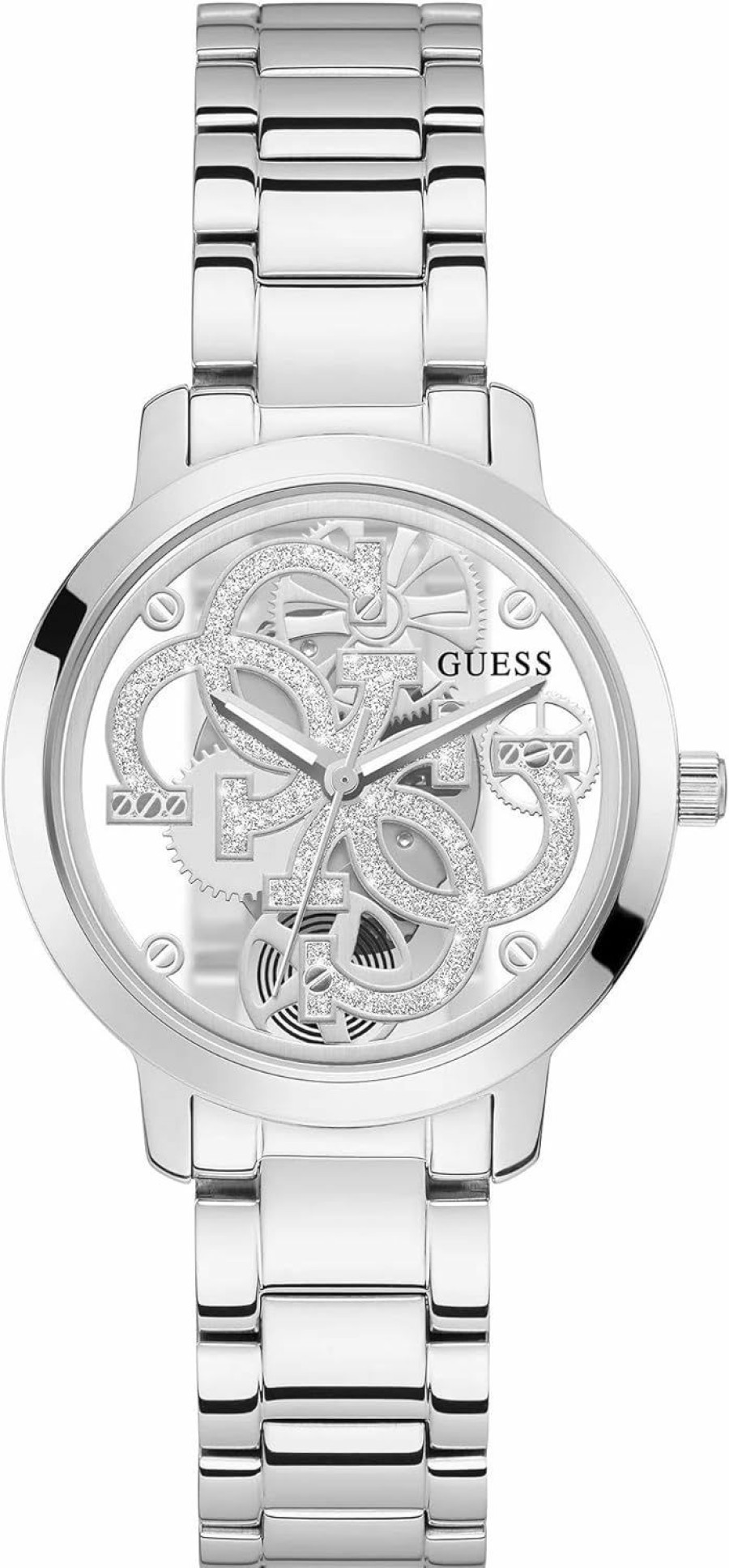 GUESS Guess Ladies Trend Clear 36Mm Watch Glitz Dial With Silver-Tone Stainless Steel Case & Bracelet Hot