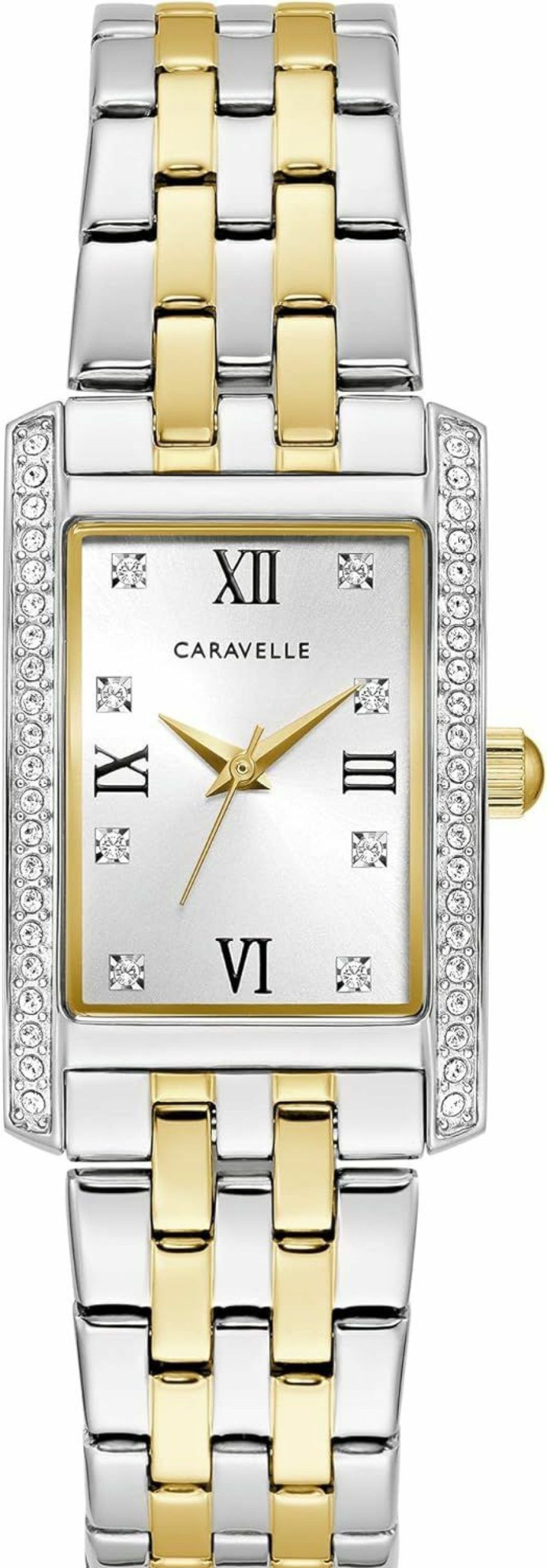 Caravelle designed by Bulova Caravelle By Bulova Ladies' Classic Crystal 3-Hand Quartz Watch, Roman Numeral Markers, Rectangle Case, Curved Mineral Crystal Wholesale