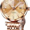 OLEVS Olevs Rose Gold Watch For Women Diamond Luxury Dress Wristwatch Luminous Waterproof Wholesale