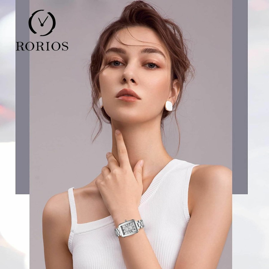 RORIOS Rorios Women Watches Analogue Quartz Watch With Stainless Steel Strap Waterproof Retro Square Wristwatch Elegant Watch For Ladies Girls Wholesale