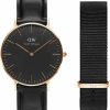 Daniel Wellington Daniel Wellington Gift Set, Classic Sheffield 36Mm Rose Gold Watch With Cornwall Nato Strap Best