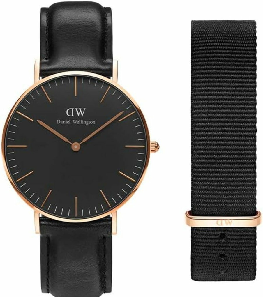 Daniel Wellington Daniel Wellington Gift Set, Classic Sheffield 36Mm Rose Gold Watch With Cornwall Nato Strap Best