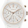 Caravelle designed by Bulova Caravelle By Bulova Ladies' Sport Chronograph Quartz Two-Tone Ceramic Watch, White Dial Style: 45L174 New