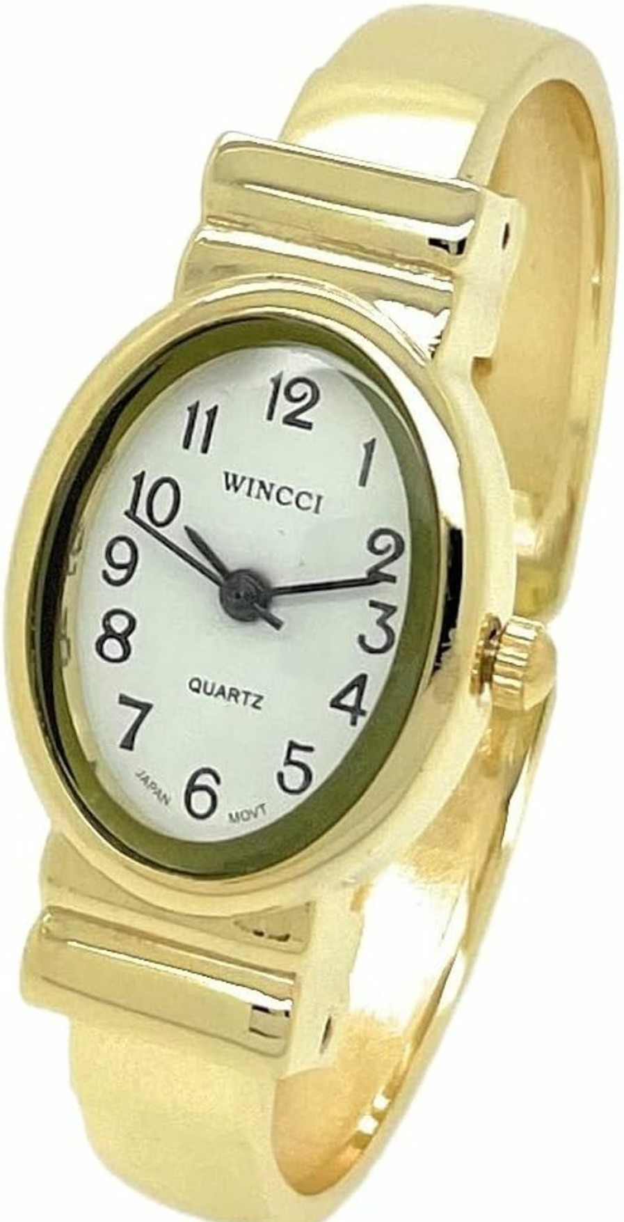 Wincci Wincci Ladies Small Oval Case Metal Bangle Cuff Fashion Analog Quartz Watch White Dial With Easy To Read Black Numbers Online