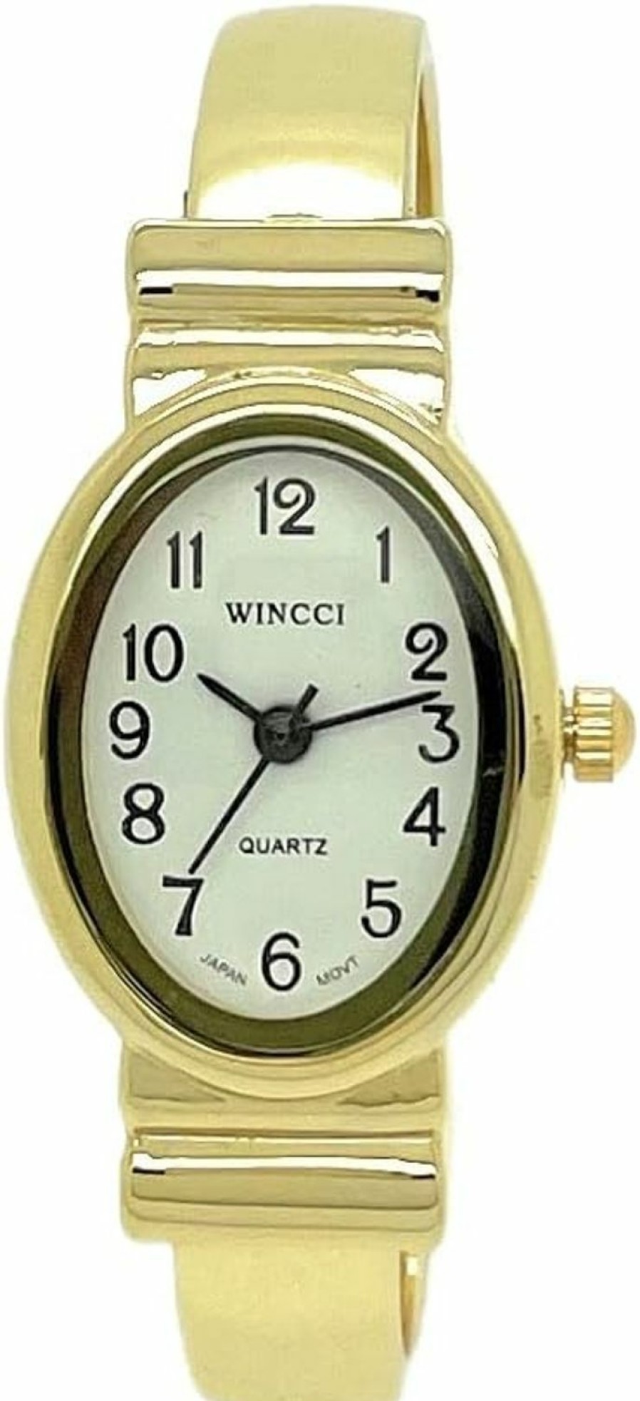 Wincci Wincci Ladies Small Oval Case Metal Bangle Cuff Fashion Analog Quartz Watch White Dial With Easy To Read Black Numbers Online